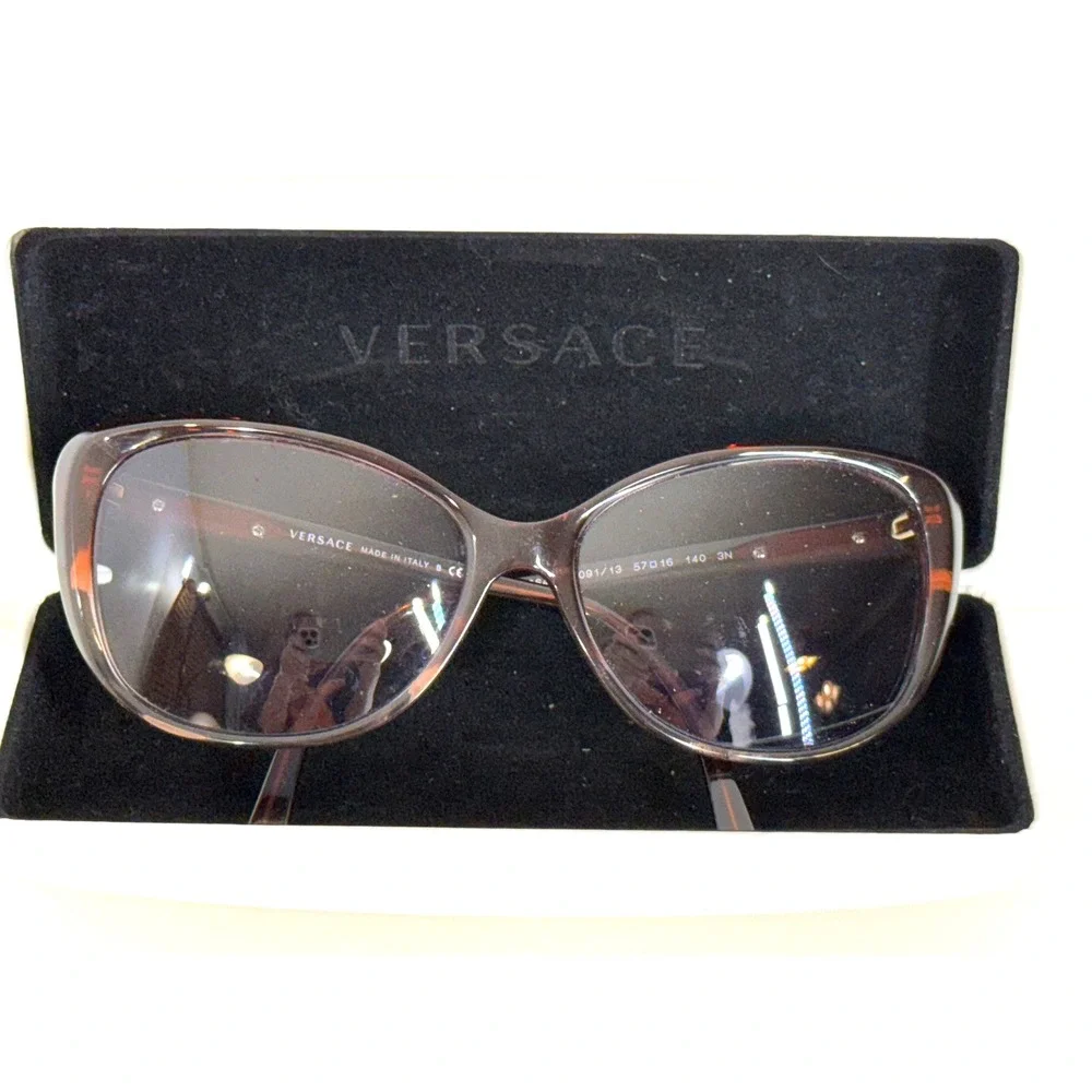 Versace 4264-B 57016 Sunglasses Frames Only, Brown Greca, 140mm, Made In Italy